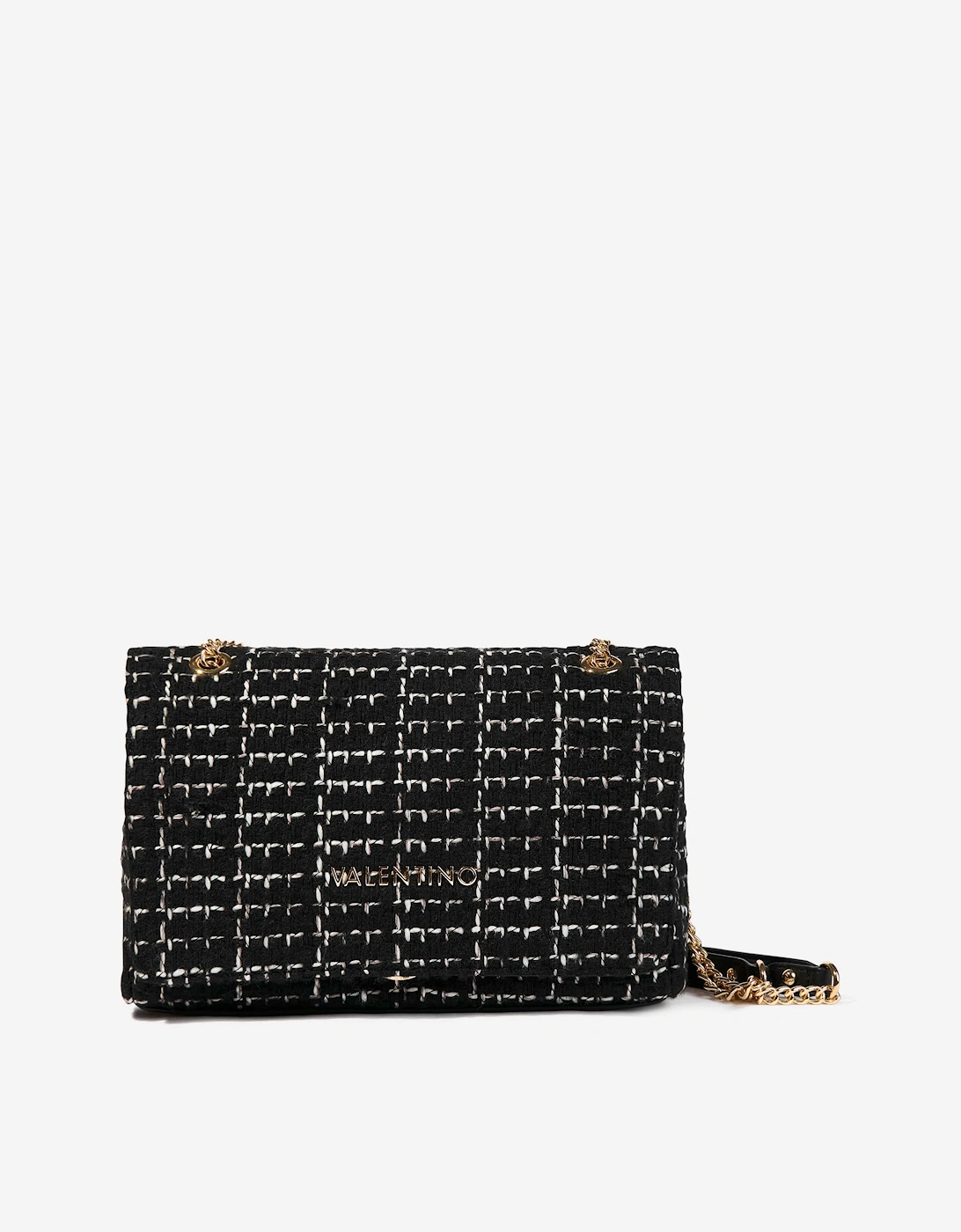 Girl's Valentino Tweed Flap Bag In Black (25.5cm) - Size, One Size,