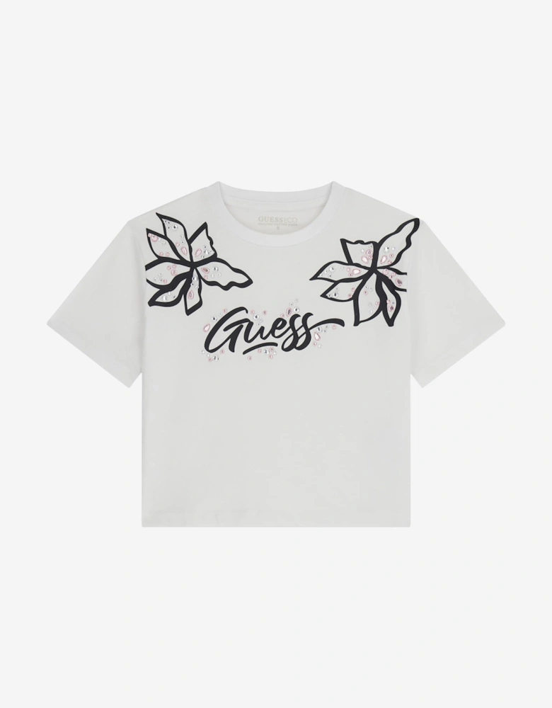 Girls Midi Logo T-Shirt in White