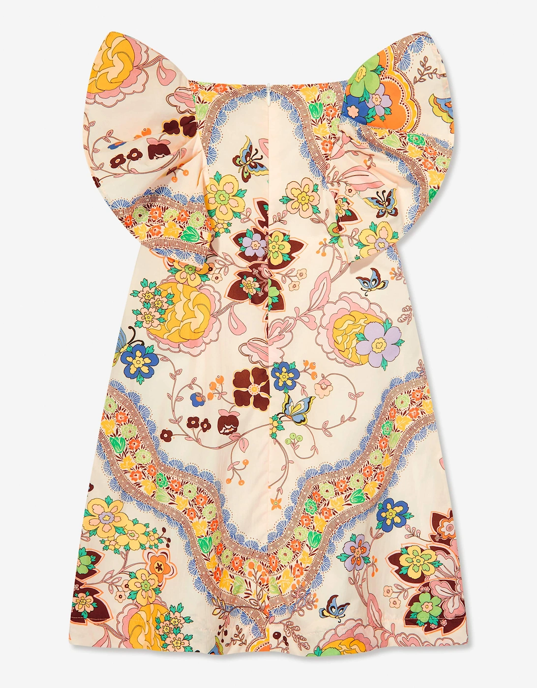 Girls Floral Print Dress in Ivory
