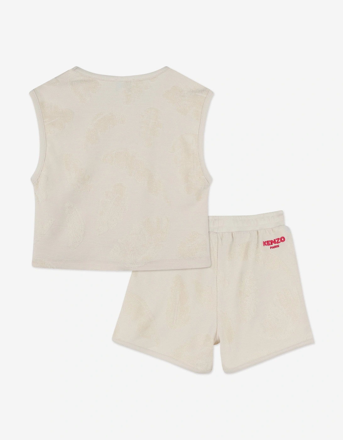 Girls Tank Top and Shorts Set in Beige