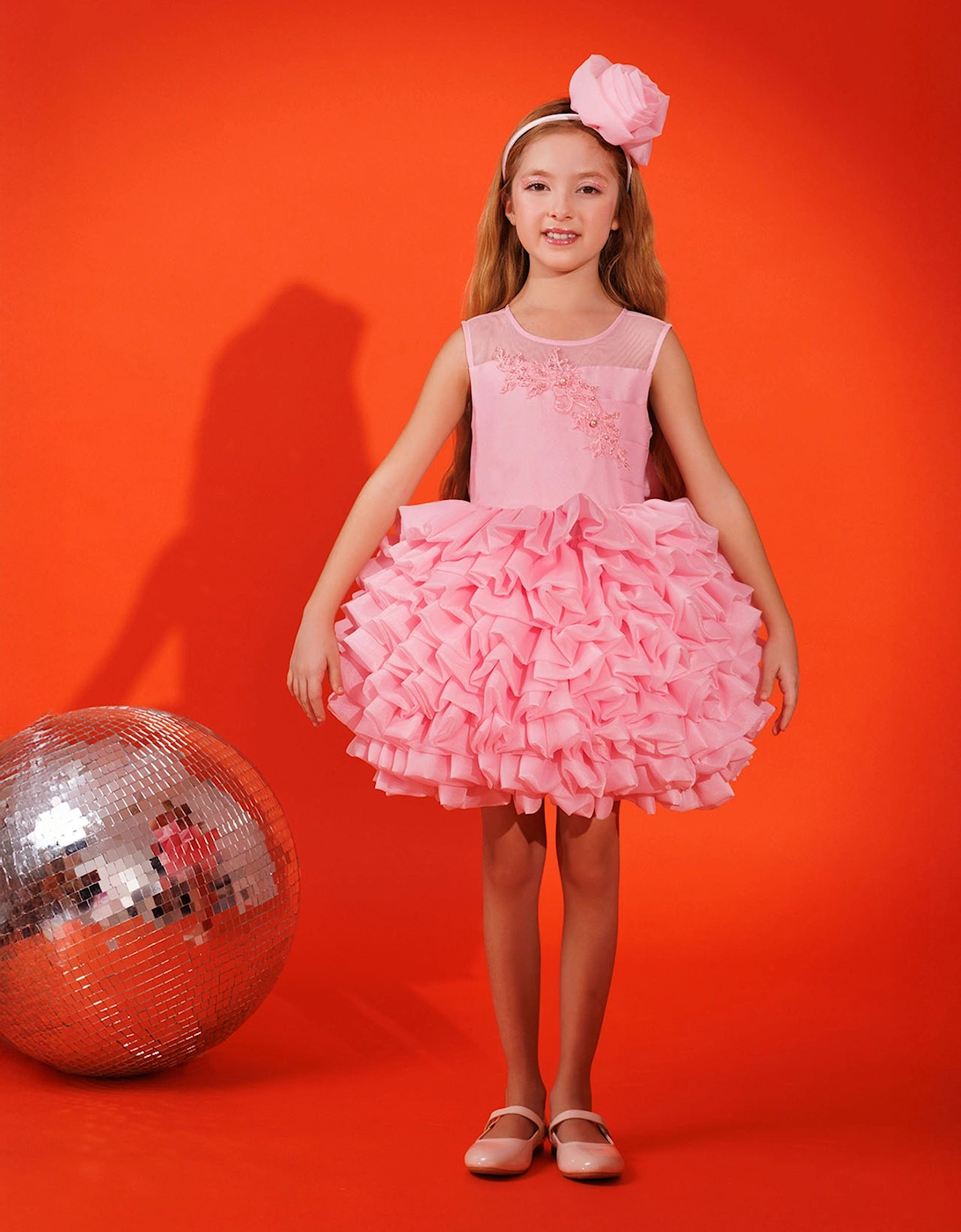 Girls Dress with Headband in Pink