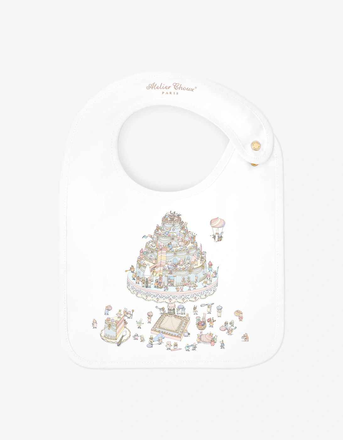 Girl's Atelier Choux Baby Satin Le Gateau Bib in White - Size: ONE size,