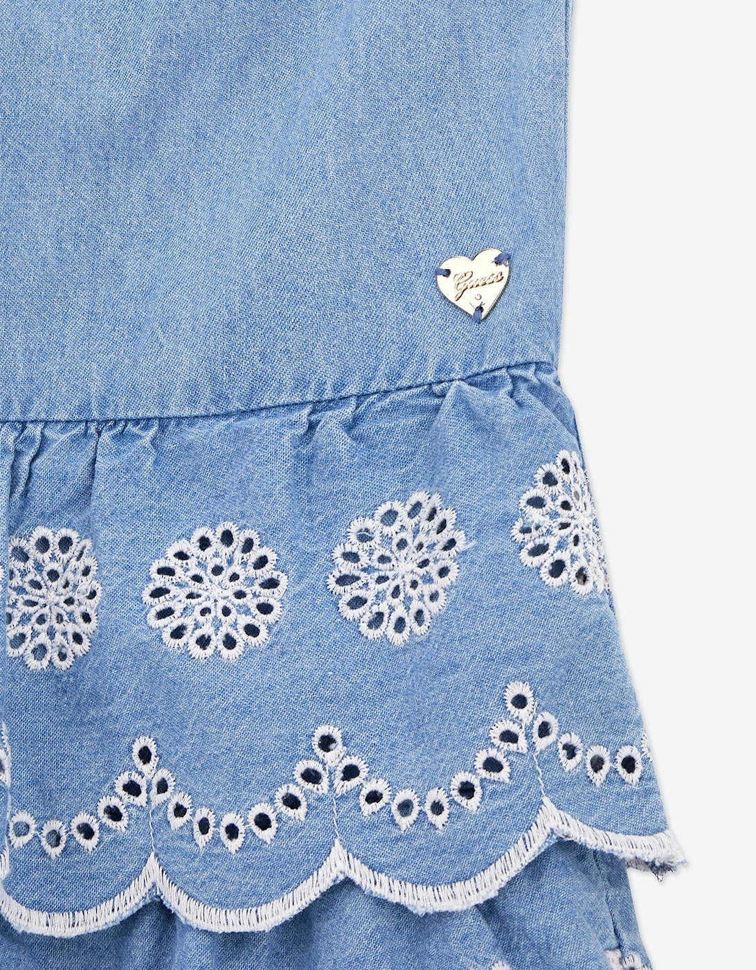 Girls Denim Ruffle Dress in Blue