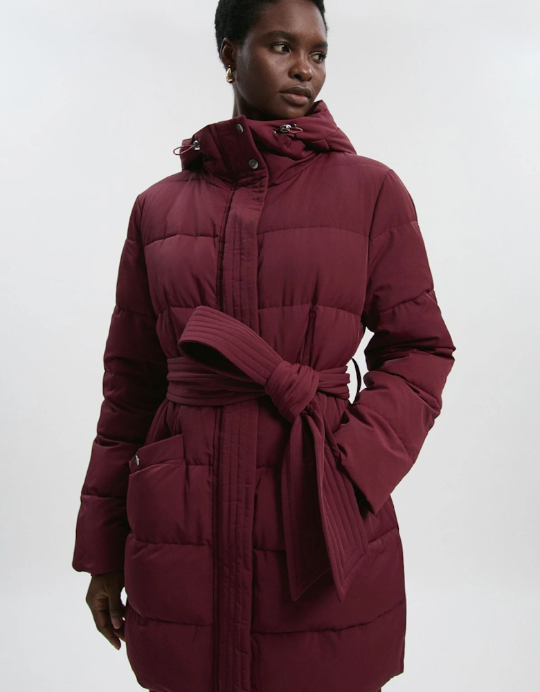 Real Down Belted Midi Coat