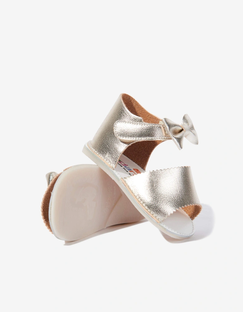 Baby Girls Bow Sandals in Gold