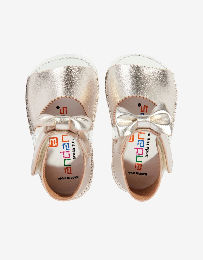 Baby Girls Bow Sandals in Gold