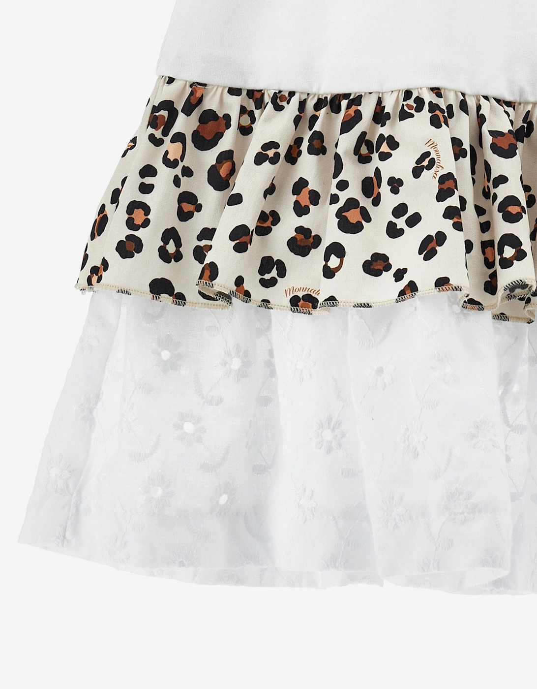 Girls Spotted Ruffle Dress in White
