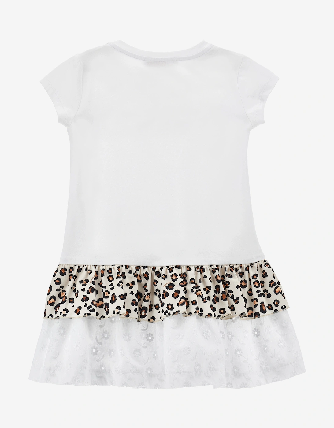 Girls Spotted Ruffle Dress in White