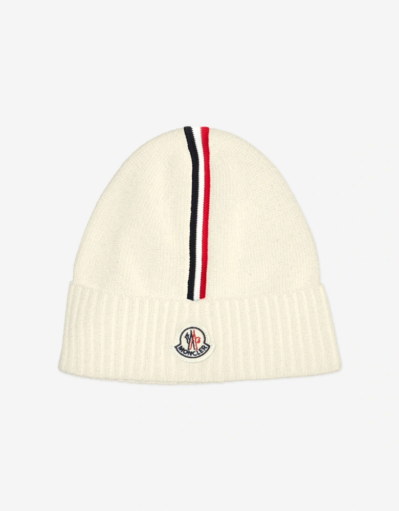 Kids Logo Beanie Hat in Ivory