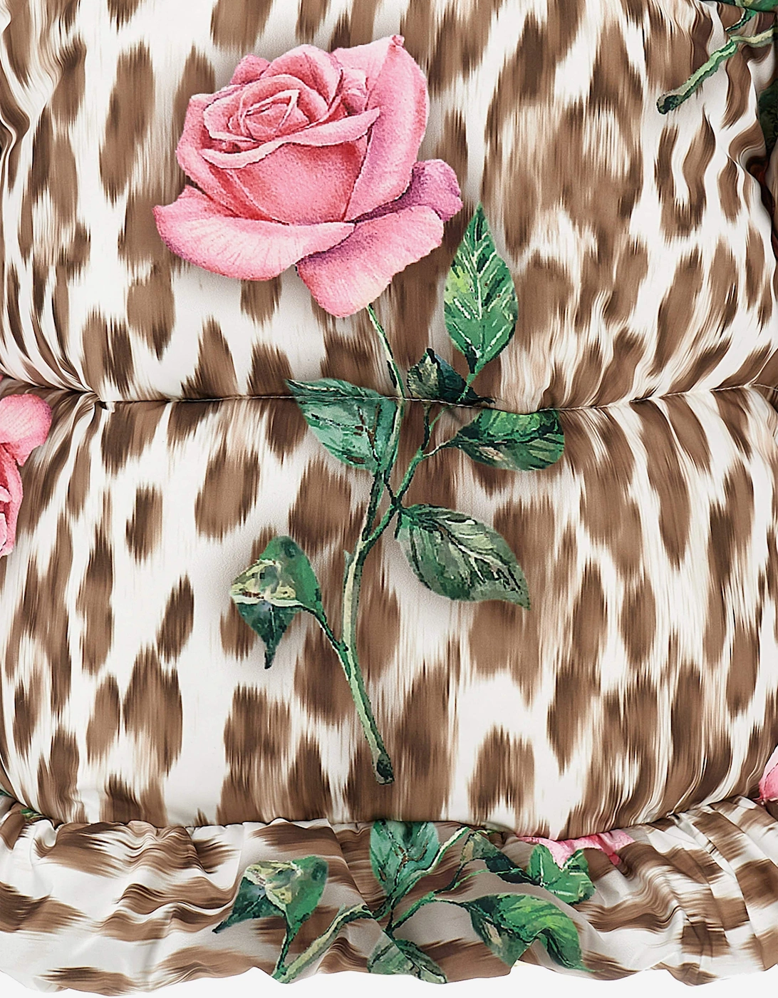 Girls Leopard and Rose Puffer Jacket in Multicolour