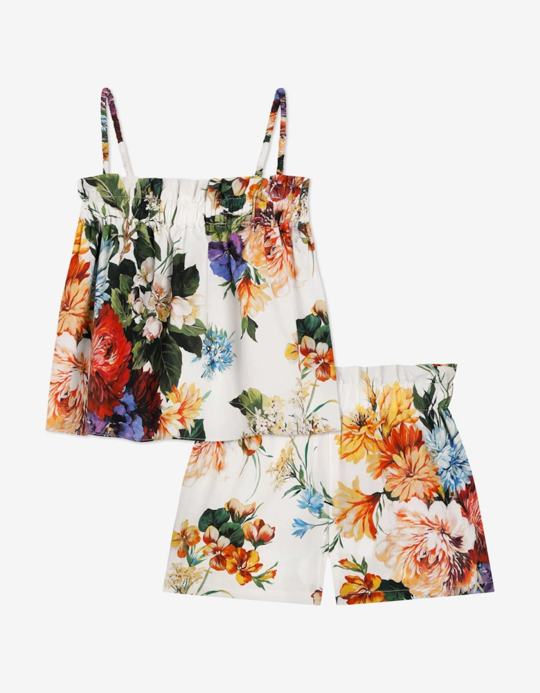 Girls Floral Print Short Set in Multicolour