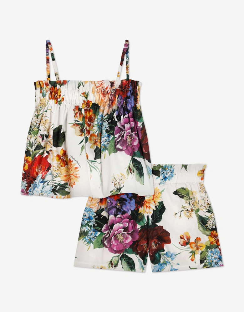 Girls Floral Print Short Set in Multicolour