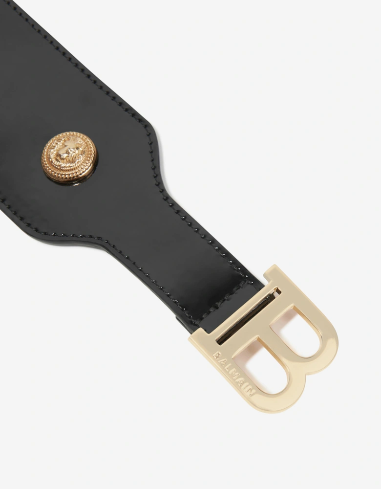 Girls Varnished Leather Belt in Black