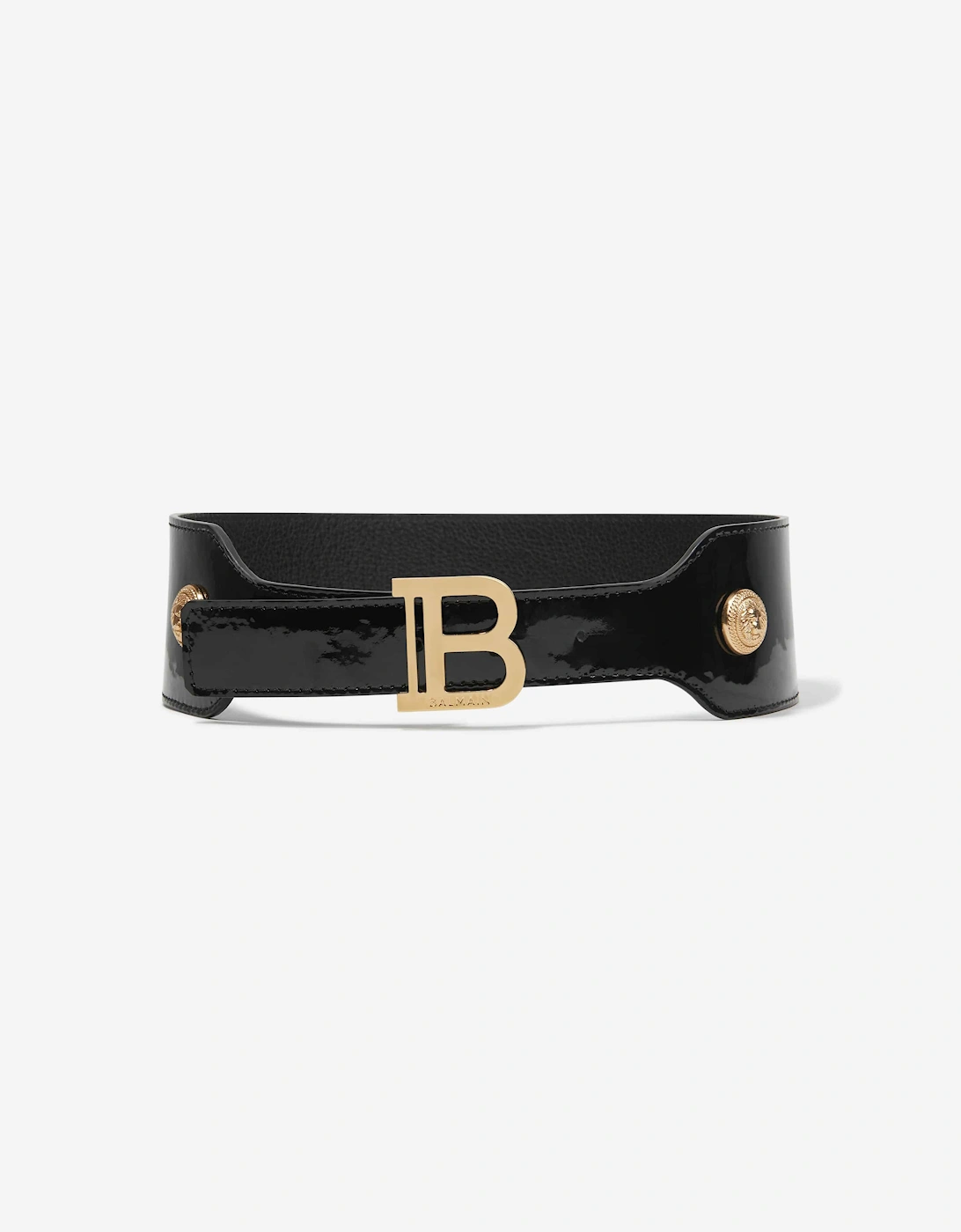 Girls Varnished Leather Belt in Black