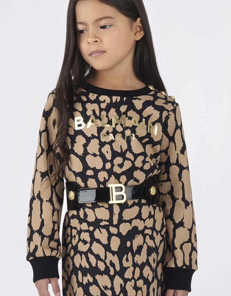 Girls Varnished Leather Belt in Black