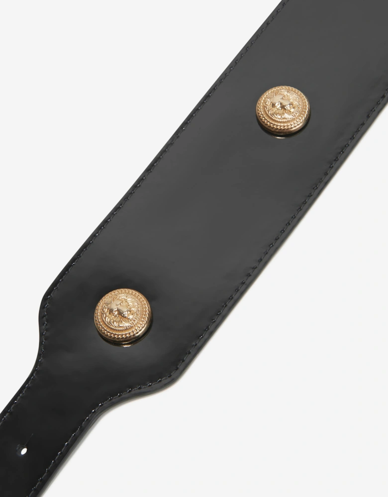 Girls Varnished Leather Belt in Black