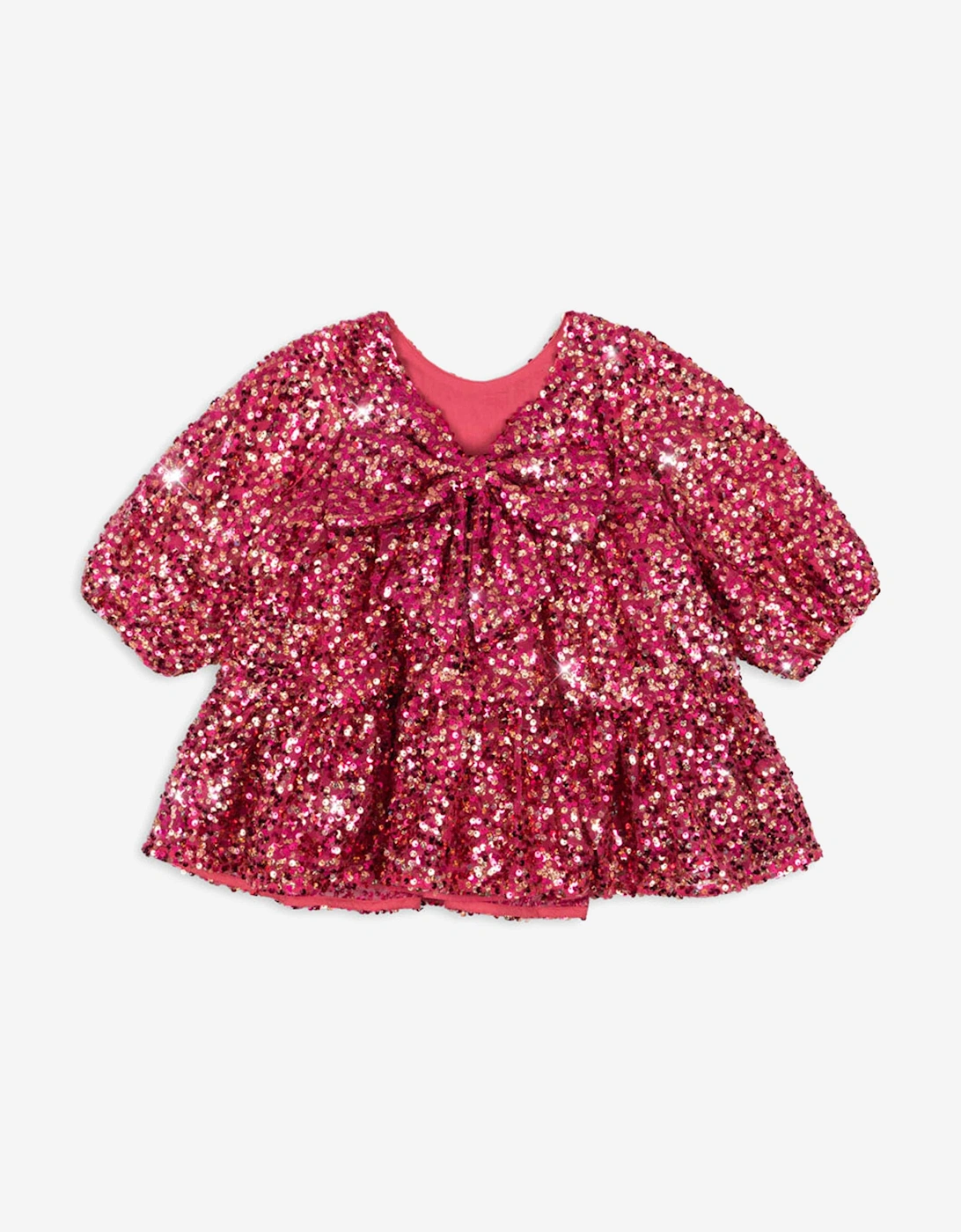 Girls Lila Sequin Bow Dress in Red
