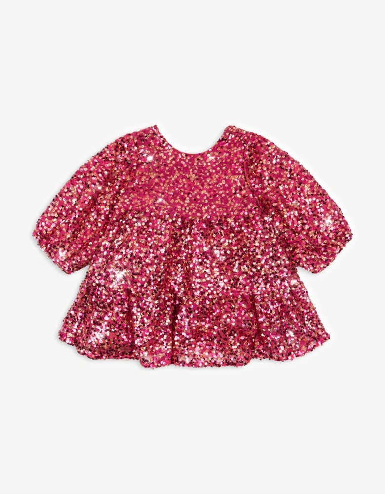 Girls Lila Sequin Bow Dress in Red