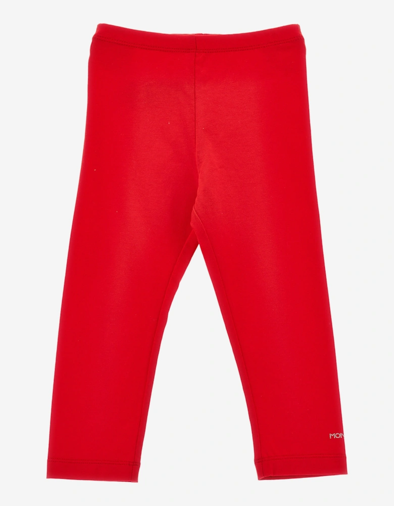 Girls Branded Leggings in Red