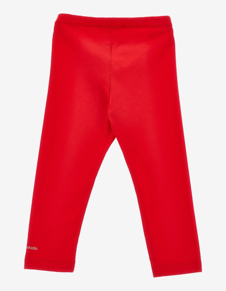Girls Branded Leggings in Red