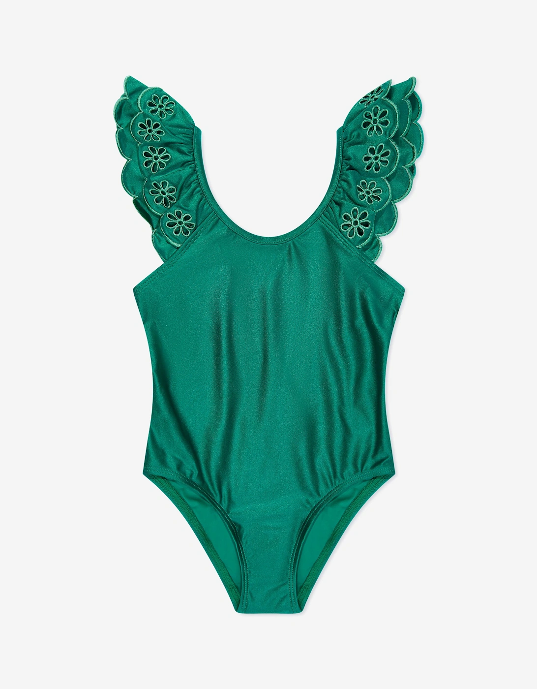 Girls Embroidered Ottie Swimsuit in Green, 5 of 4