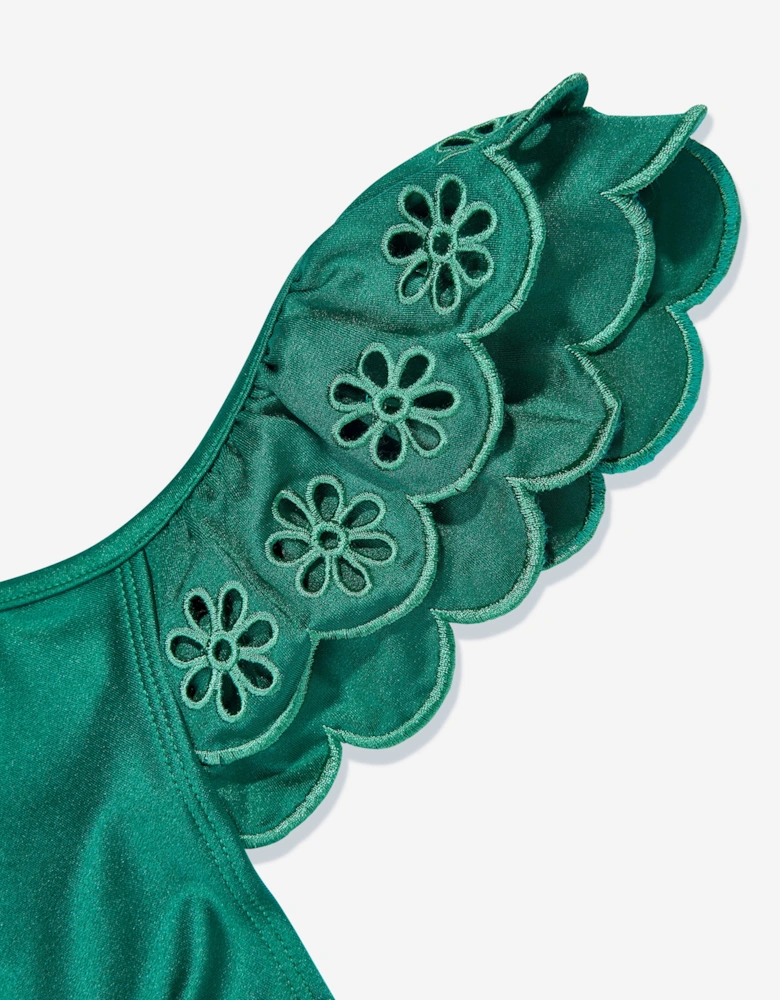 Girls Embroidered Ottie Swimsuit in Green