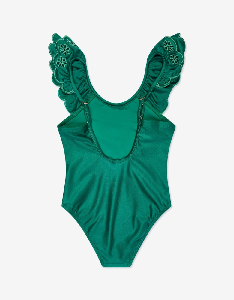 Girls Embroidered Ottie Swimsuit in Green
