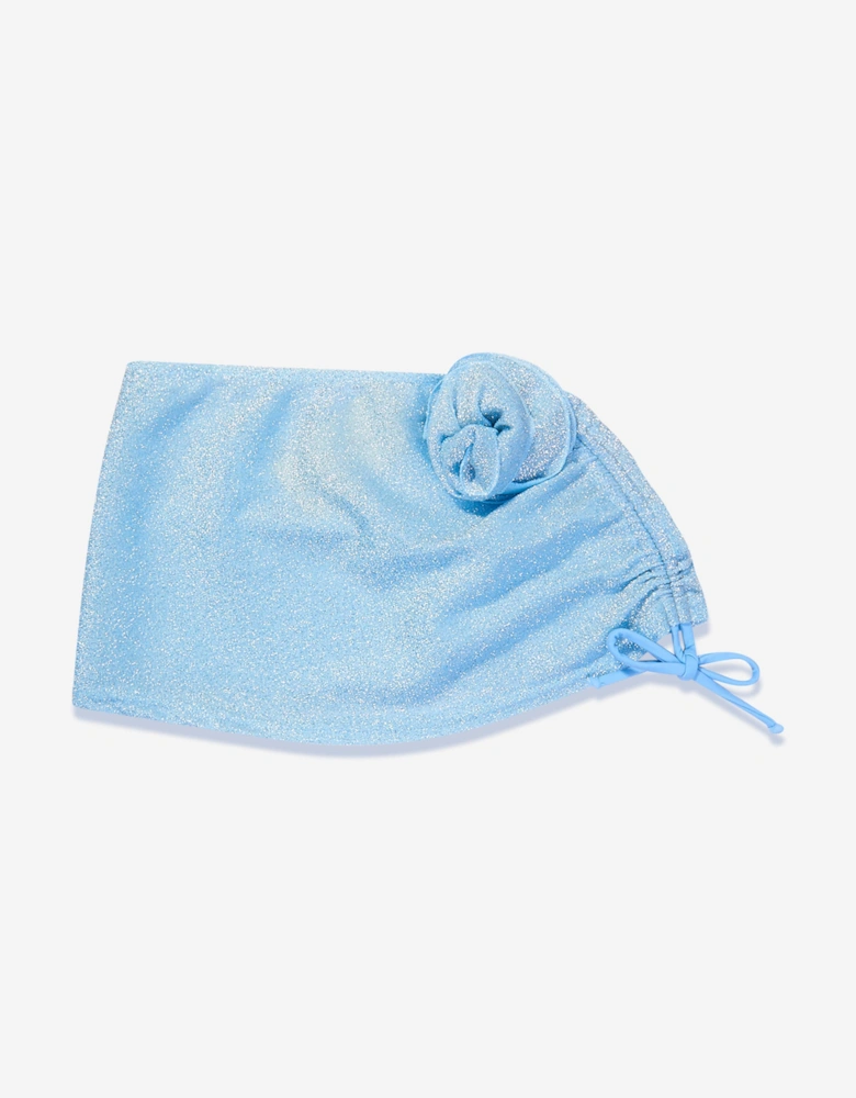 Girls Ruffled Flower Tinky Cover Up Skirt in Blue