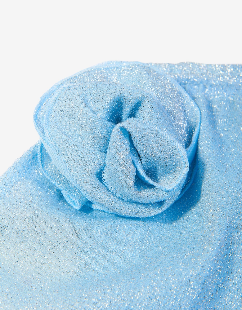 Girls Ruffled Flower Tinky Cover Up Skirt in Blue