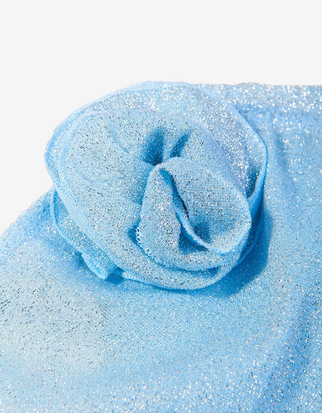 Girls Ruffled Flower Tinky Cover Up Skirt in Blue