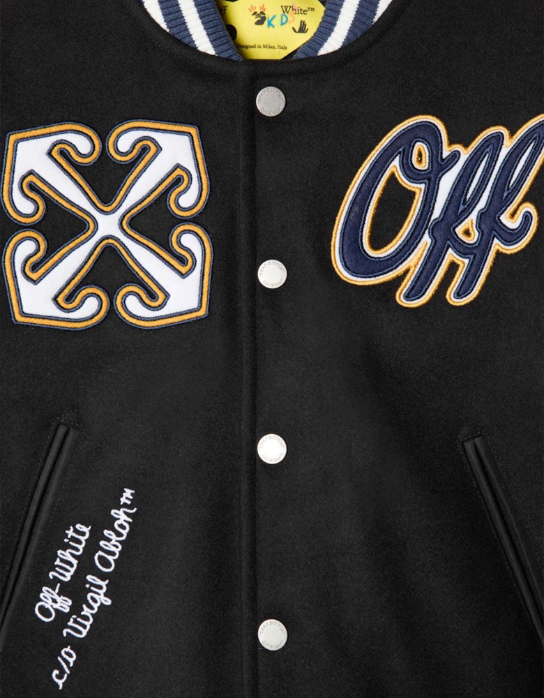 Boys OW Patch Varsity Jacket in Black