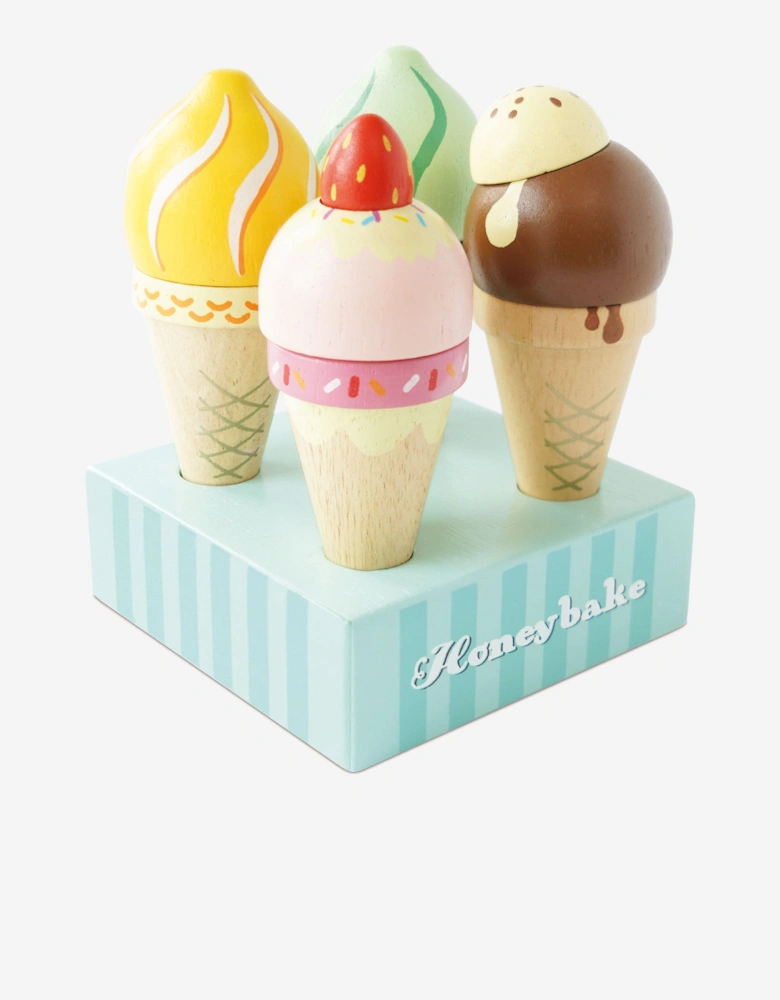 Wooden Ice Cream Cones Set ( W:10cm D:10cm H:13.7cm)