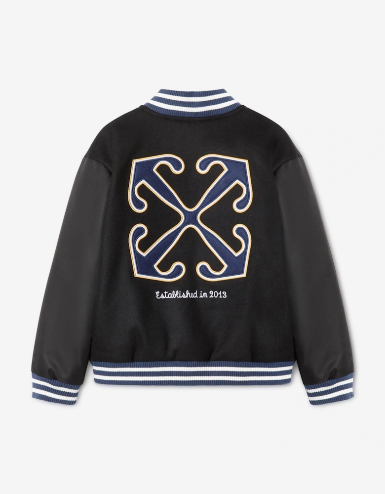 Boys OW Patch Varsity Jacket in Black