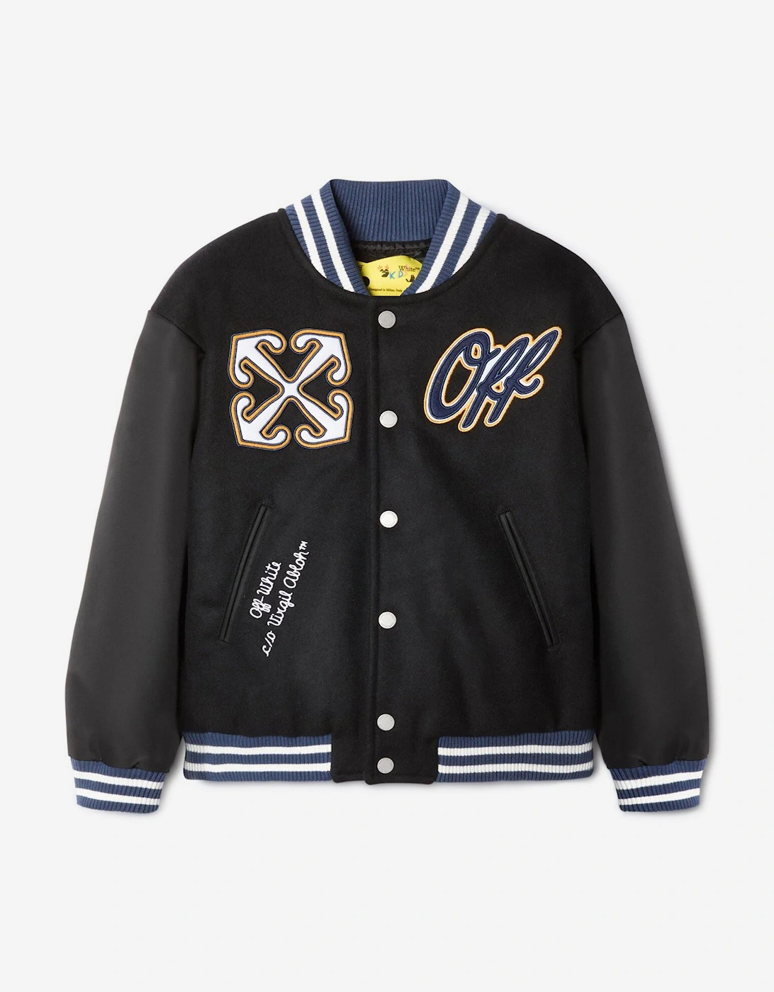 Boys OW Patch Varsity Jacket in Black, 5 of 4