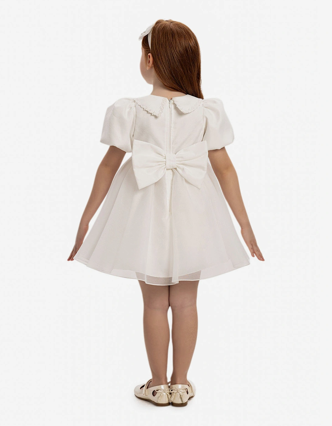 Baby Girls Pearl Detail Dress with Headband in White