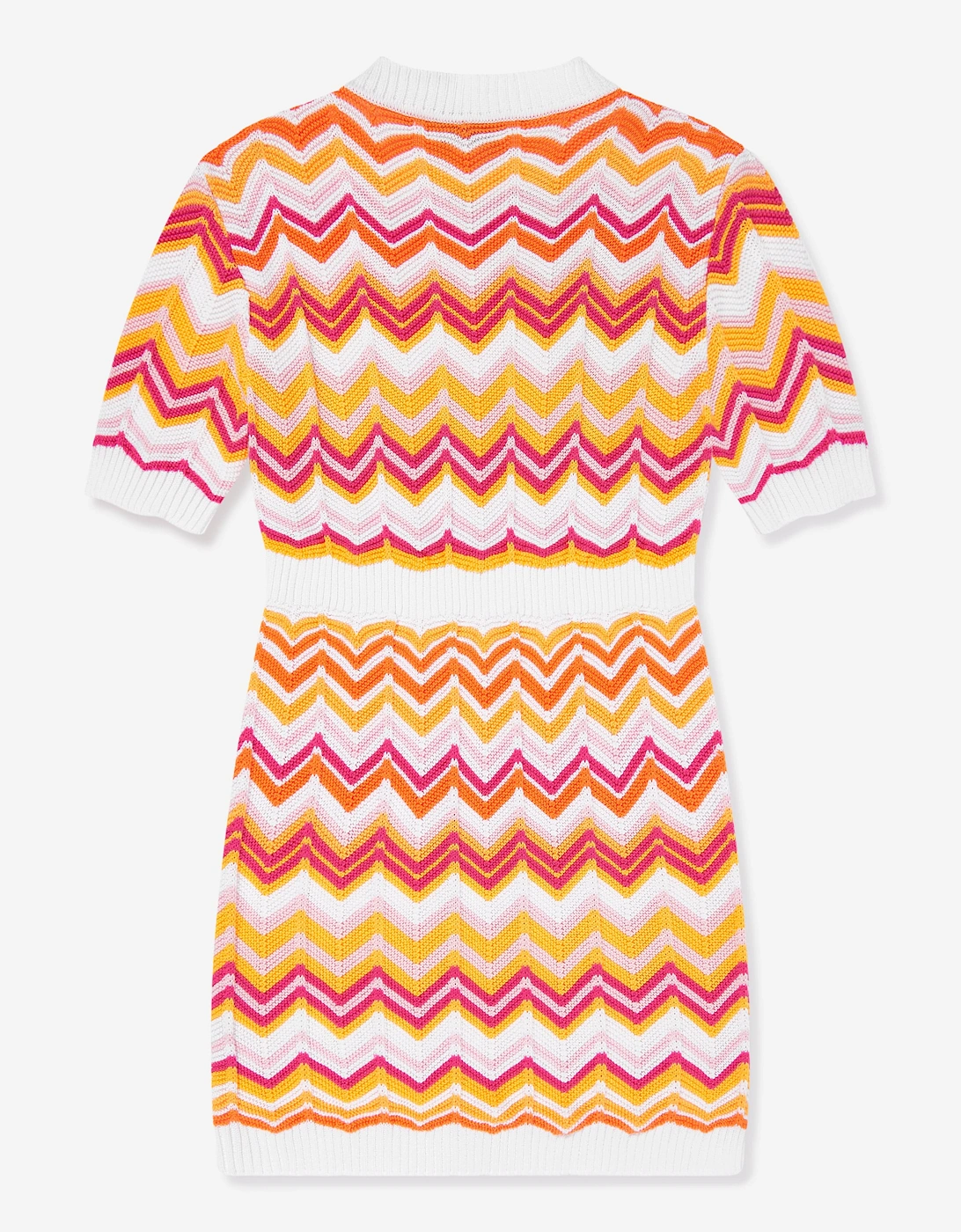 Girls Knitted Zigzag Dress in Multicolour