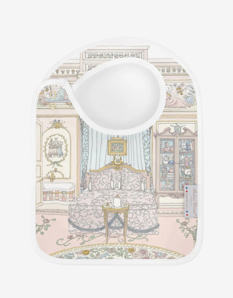 Baby French Bedroom Carré and Satin Bib Set in Multicolour