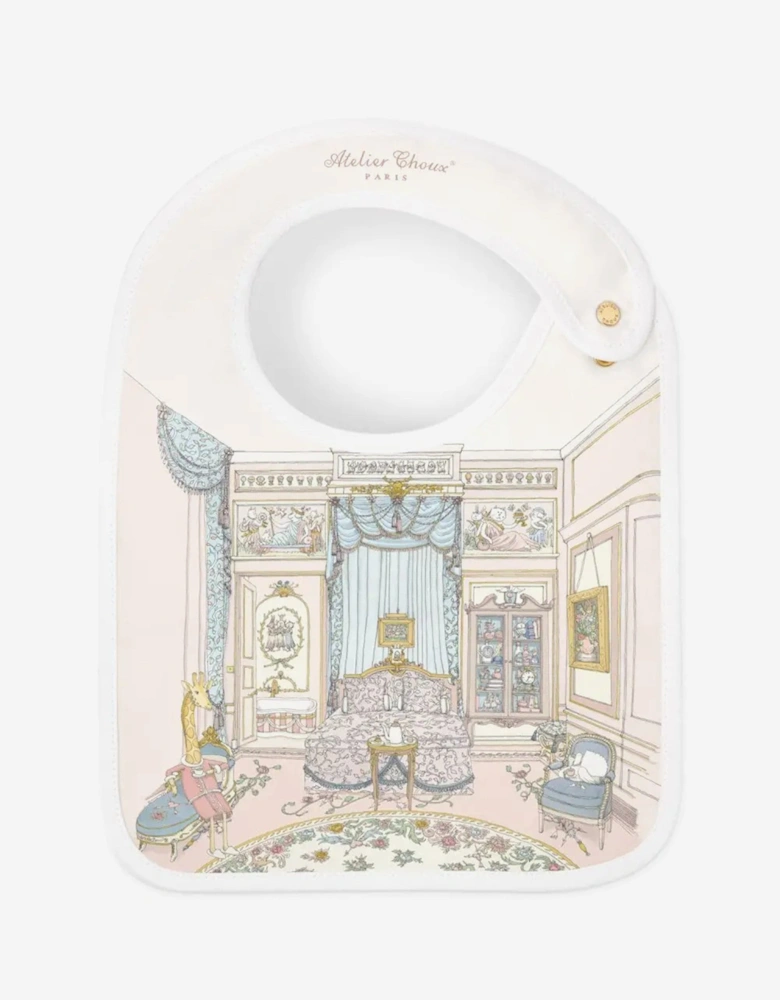 Baby French Bedroom Carré and Satin Bib Set in Multicolour