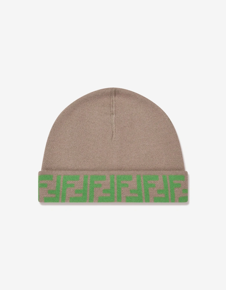 Kids FF Logo Reversible Beanie in Beige