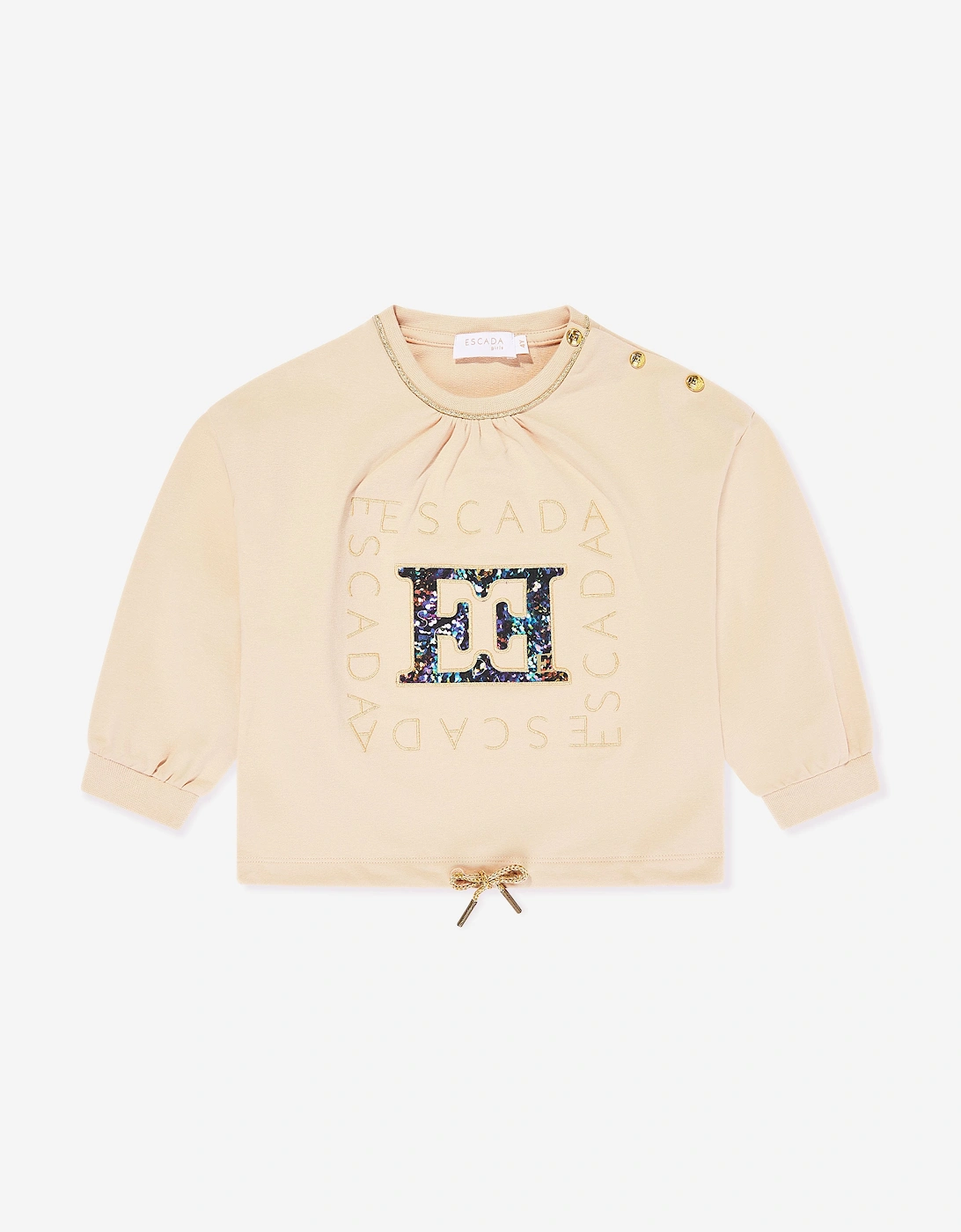 Girls Embroidered Logo Sweatshirt in Beige, 5 of 4