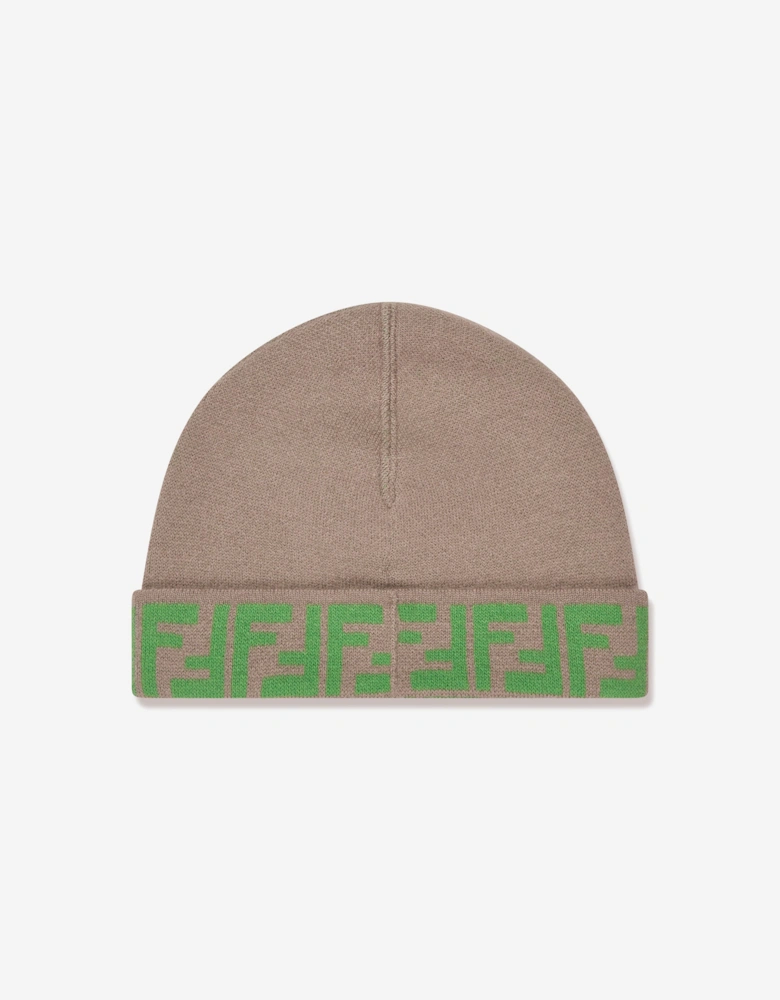 Kids FF Logo Reversible Beanie in Beige