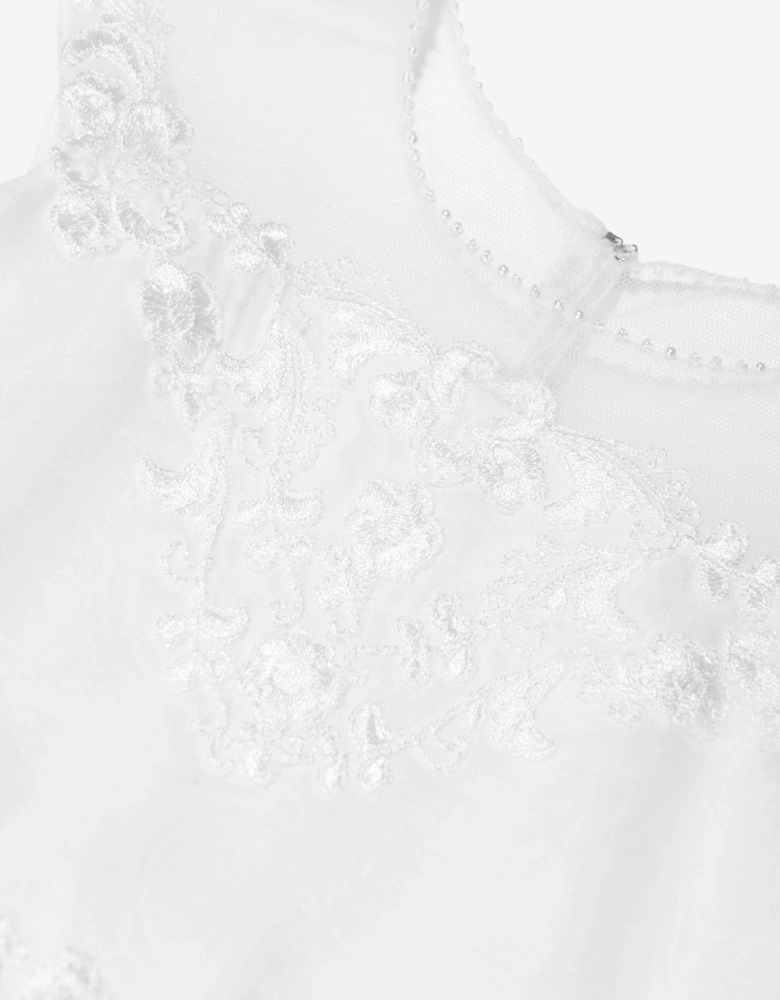 Girls Ceremonial Ballerina Length Dress in Ivory