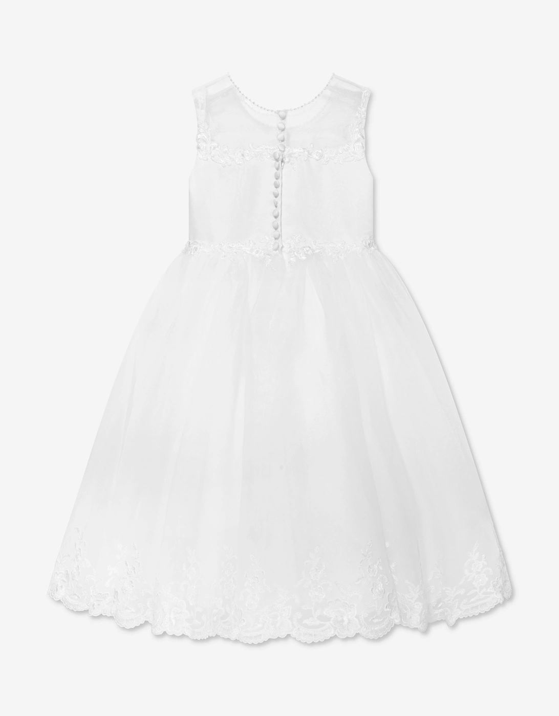 Girls Ceremonial Ballerina Length Dress in Ivory
