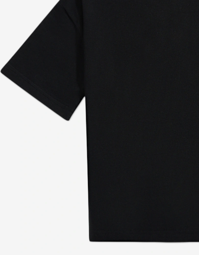 Girls Diamante Trim Neck Boxy T-Shirt in Black