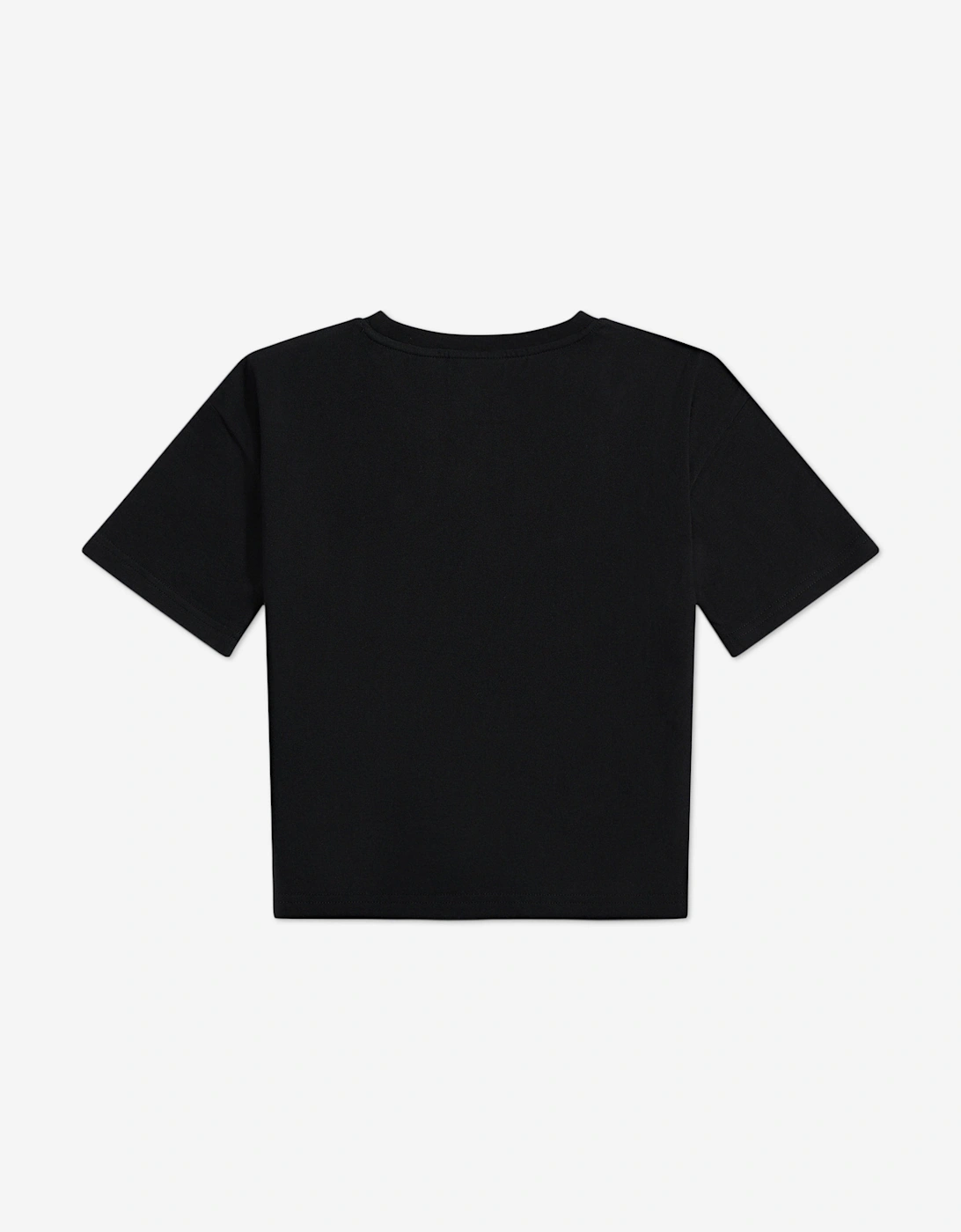 Girls Diamante Trim Neck Boxy T-Shirt in Black