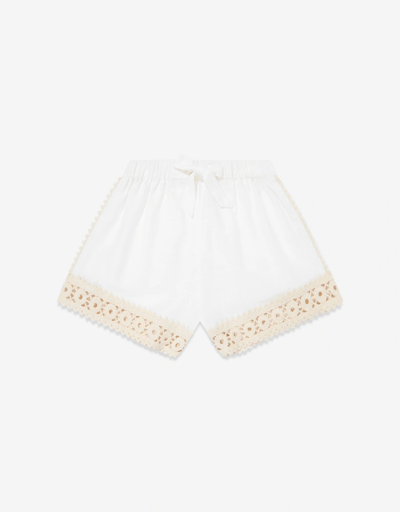 Girls Wylie Trimmed Shorts in Ivory