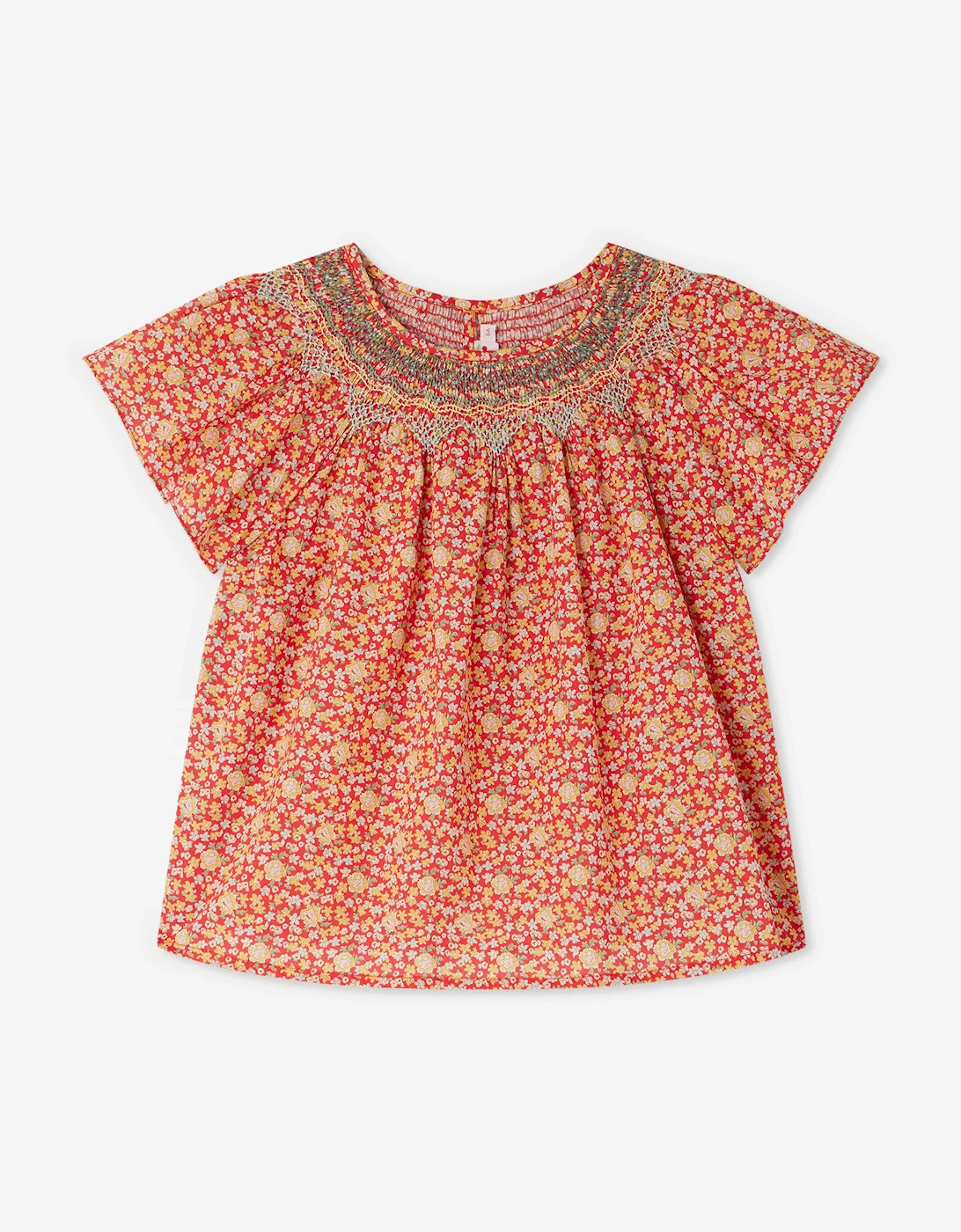 Girls Smocked Nella Blouse in Red, 5 of 4