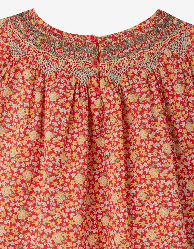 Girls Smocked Nella Blouse in Red