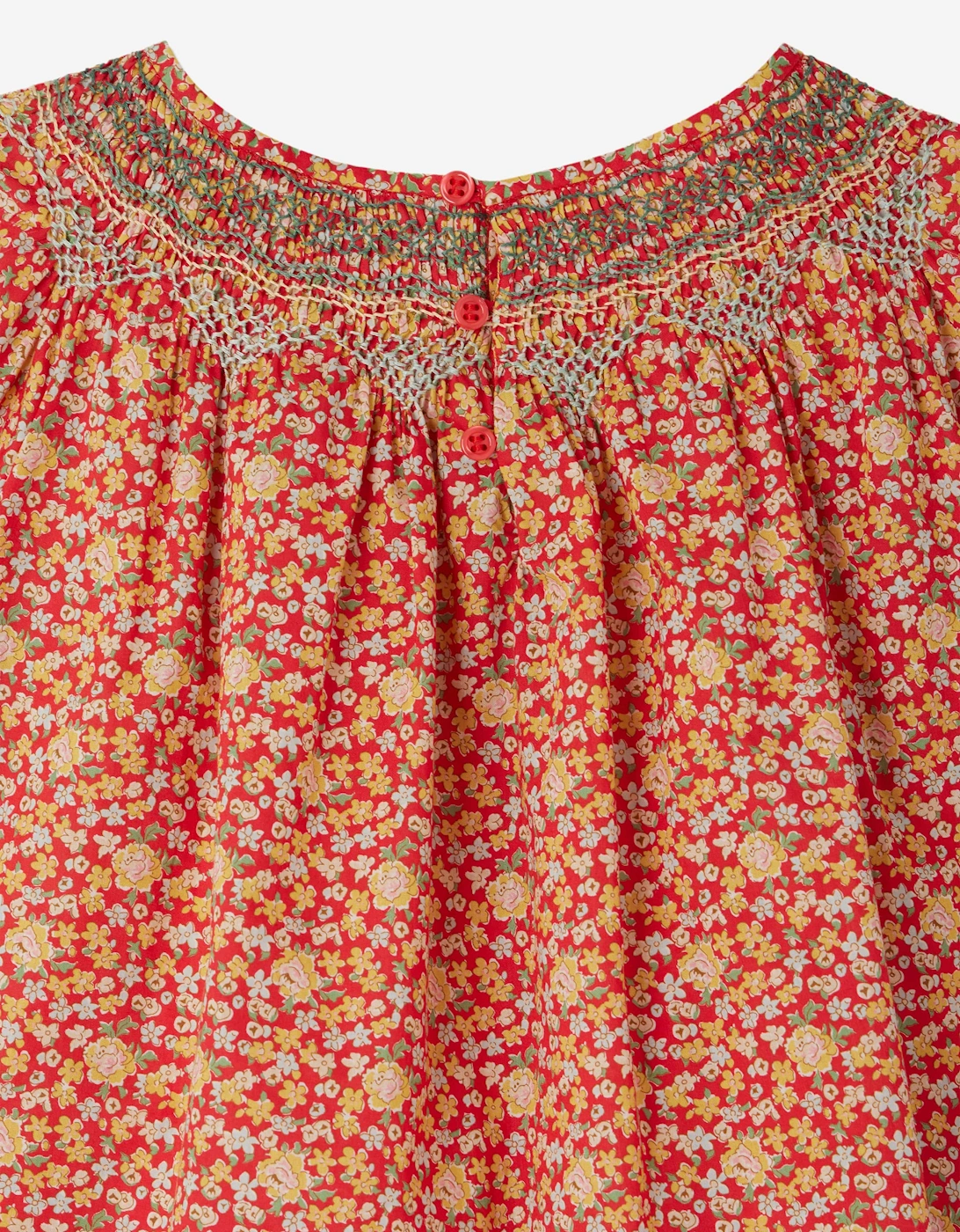Girls Smocked Nella Blouse in Red
