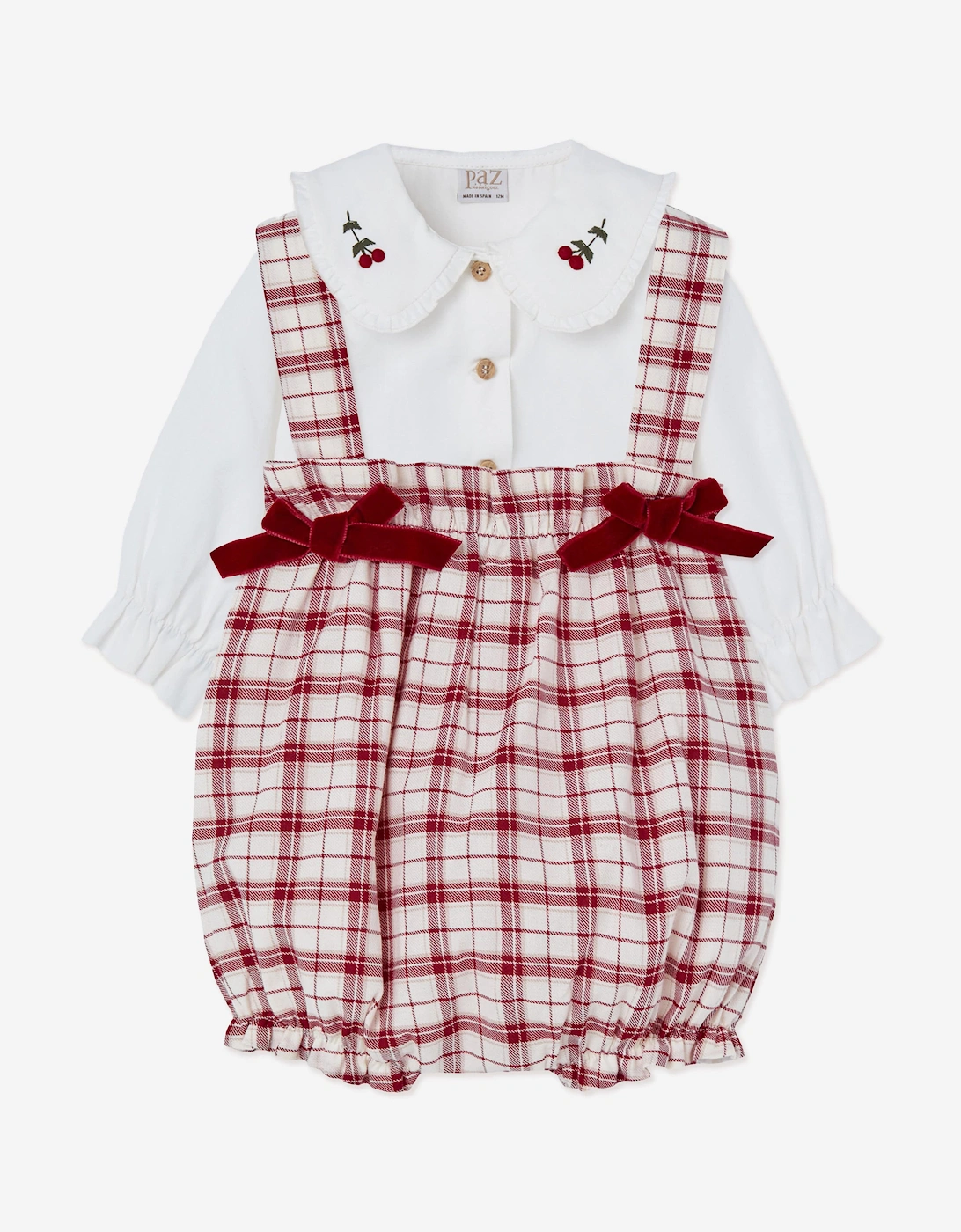 Baby Girls Blouse and Romper Set in Red, 6 of 5